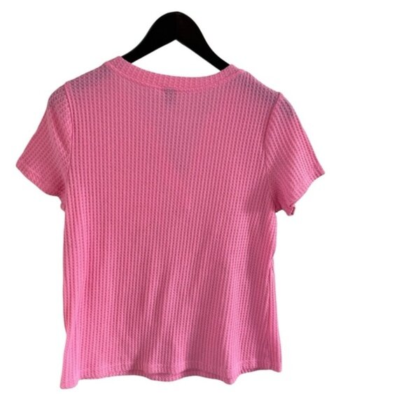 SHEIN Light Pink Ribbed V-Neck Short Sleeve T-Shirt | L - Picture 8 of 12